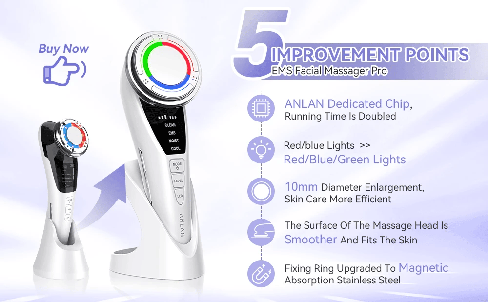 ANLAN EMS Facial Massager – LED Light Therapy & Hot/Cold Skincare Device