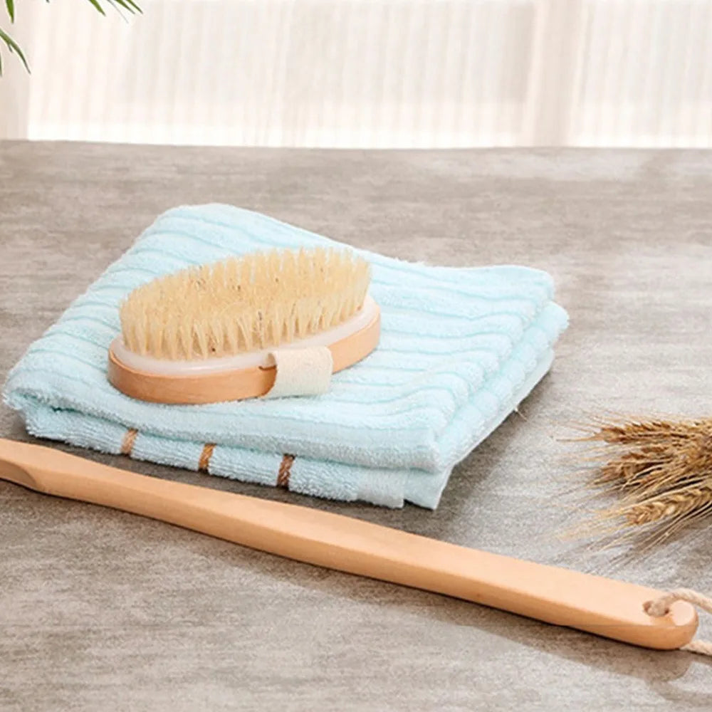 Natural Bath Brush – Long Handle Shower Scrubber for Deep Cleansing