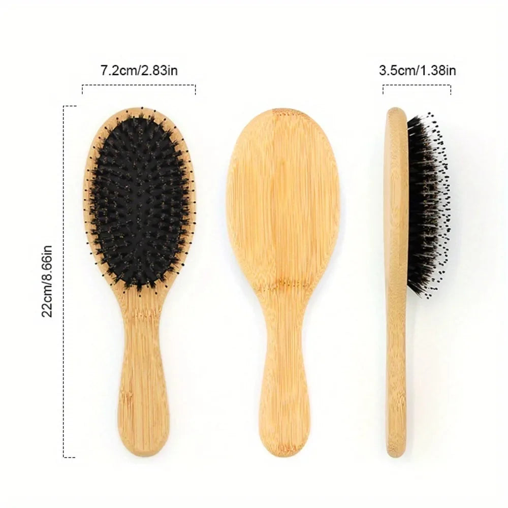 Bamboo Hair Brush – Wide-Tooth Detangler & Scalp Massager