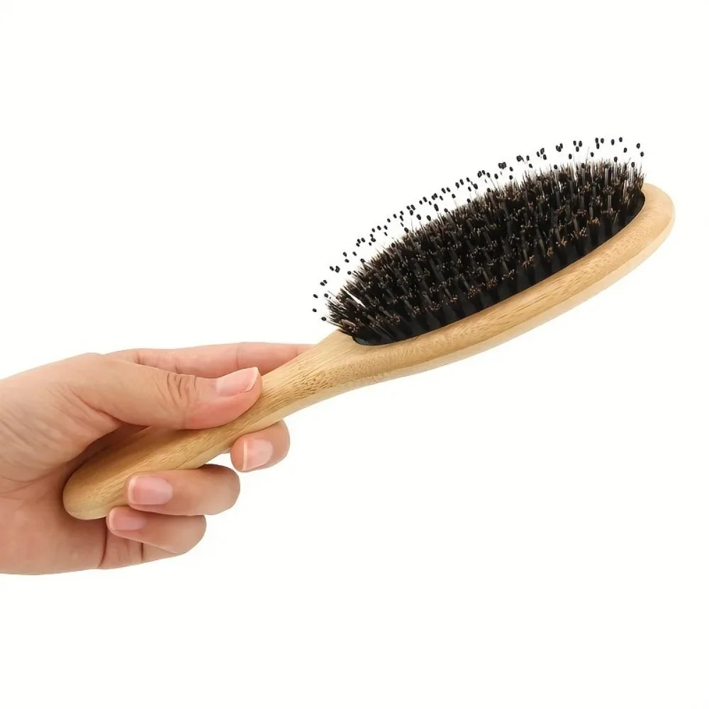 Bamboo Hair Brush – Wide-Tooth Detangler & Scalp Massager