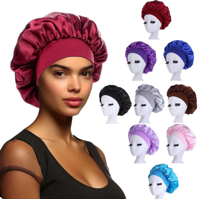 Satin Sleep Bonnet – Double-Layer Adjustable Cap for Curly Hair Protection