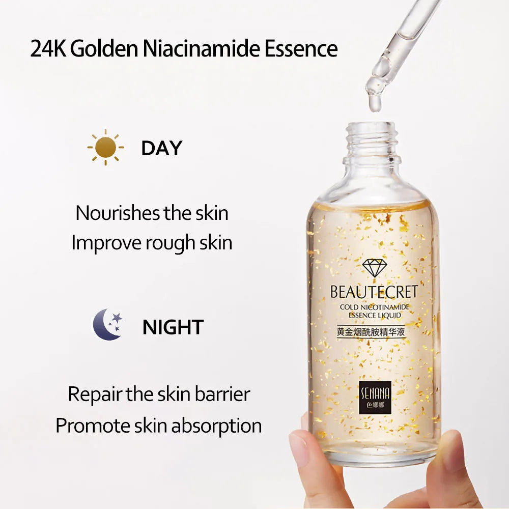 24K Gold Skincare Set – Niacinamide Anti-Aging Serum & Eye Cream