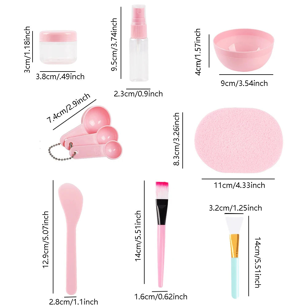 11-Piece Pink Mask Bowl Set – DIY Facial Mask Mixing & Beauty Tool Kit