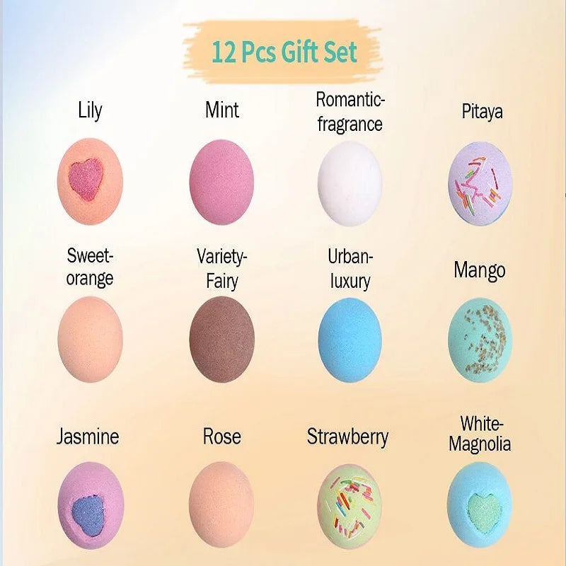 Bath Bombs Gift Set – 12pc Natural Spa Fizz for Her