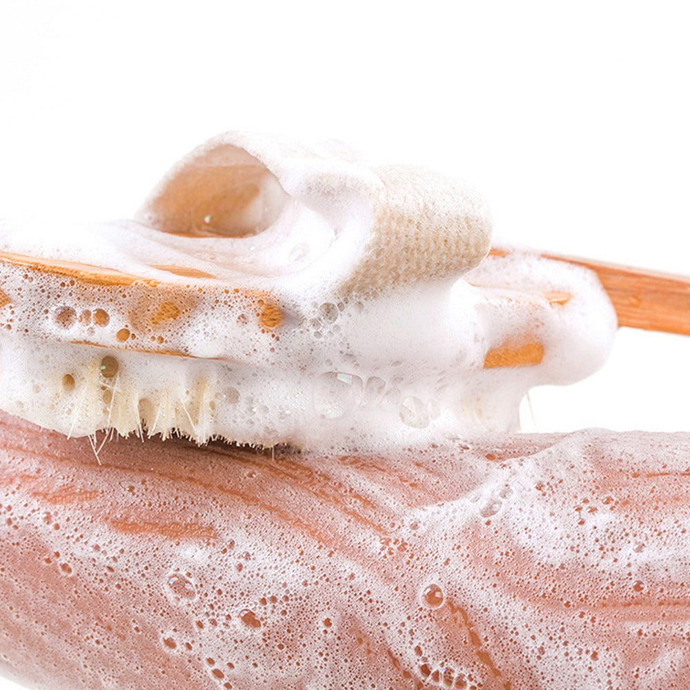 Natural Bath Brush – Long Handle Shower Scrubber for Deep Cleansing