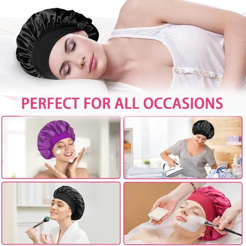 Satin Sleep Bonnet – Double-Layer Adjustable Cap for Curly Hair Protection