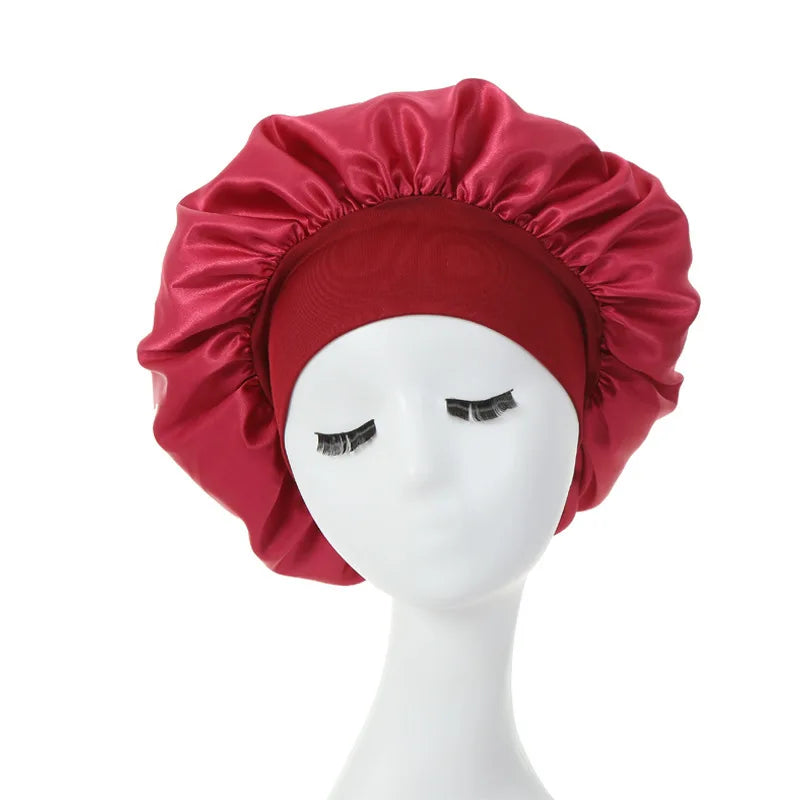 Satin Sleep Bonnet – Double-Layer Adjustable Cap for Curly Hair Protection