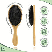 Bamboo Hair Brush – Wide-Tooth Detangler & Scalp Massager