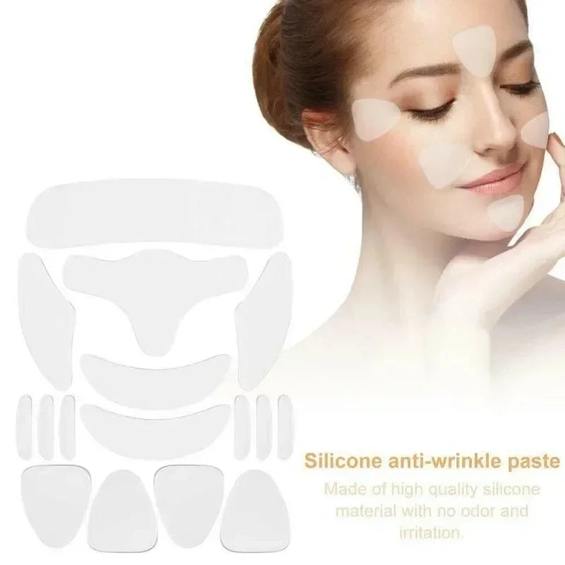 16-Piece Reusable Silicone Anti-Wrinkle Patches – Face, Forehead & Neck Lifting Pads