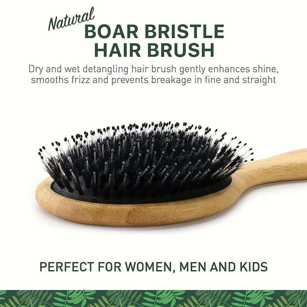 Bamboo Hair Brush – Wide-Tooth Detangler & Scalp Massager