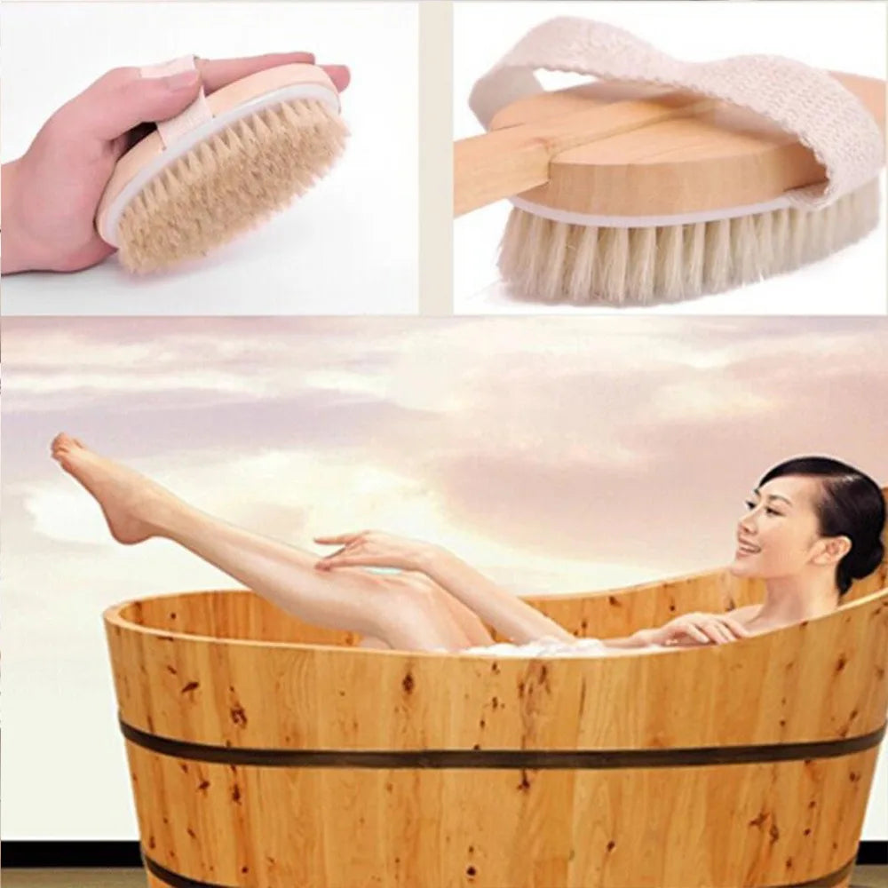 Natural Bath Brush – Long Handle Shower Scrubber for Deep Cleansing