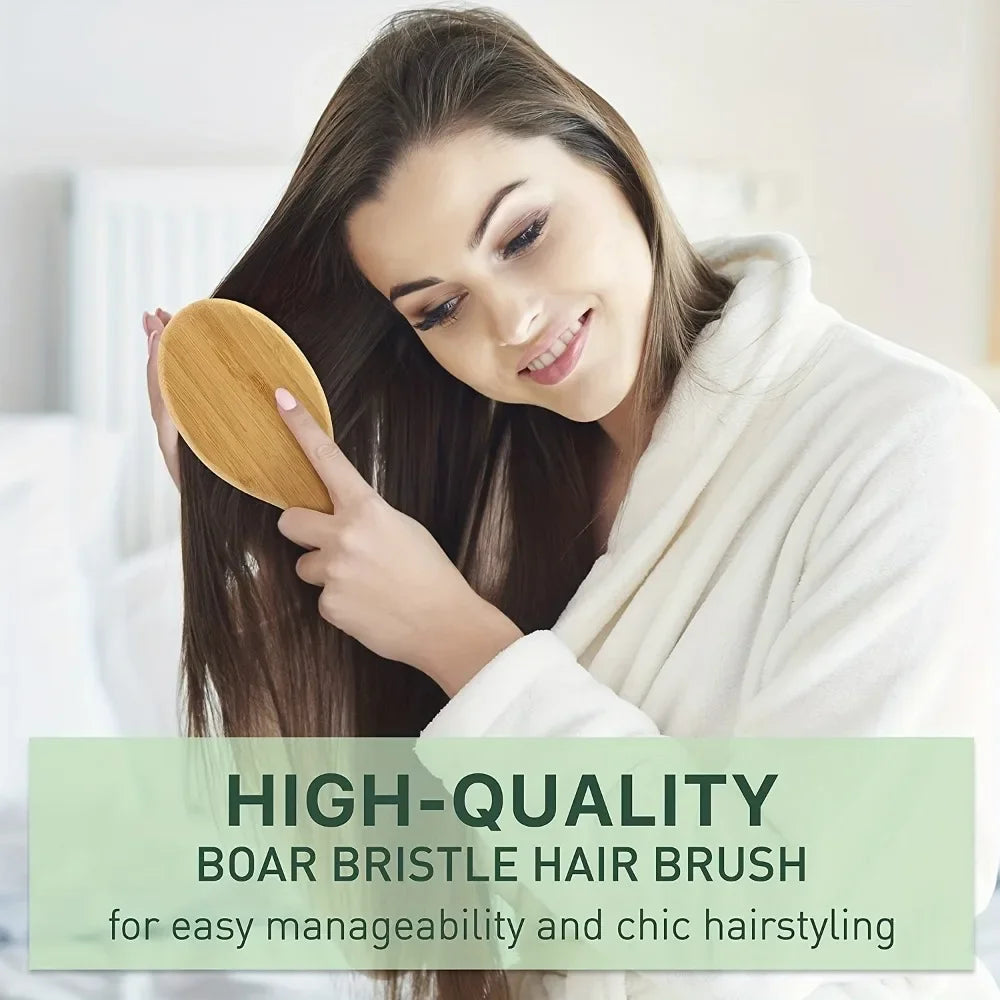 Bamboo Hair Brush – Wide-Tooth Detangler & Scalp Massager