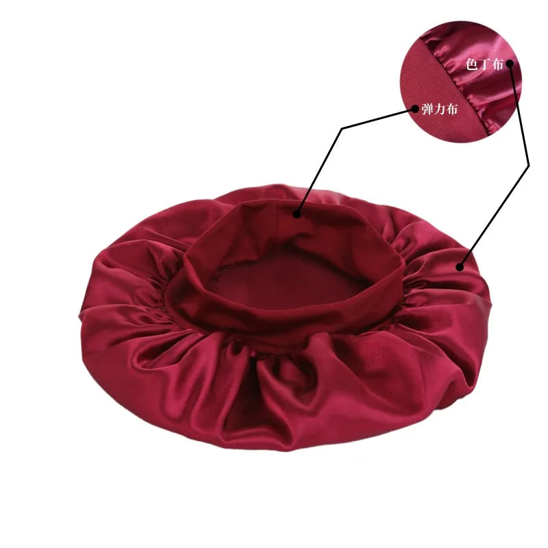 Satin Sleep Bonnet – Double-Layer Adjustable Cap for Curly Hair Protection