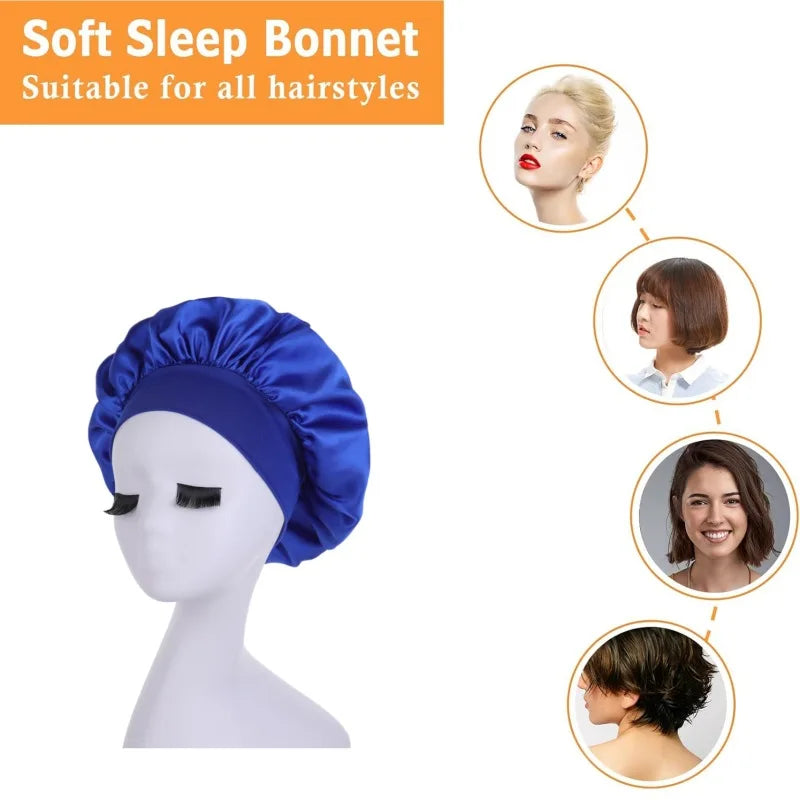 Satin Sleep Bonnet – Double-Layer Adjustable Cap for Curly Hair Protection