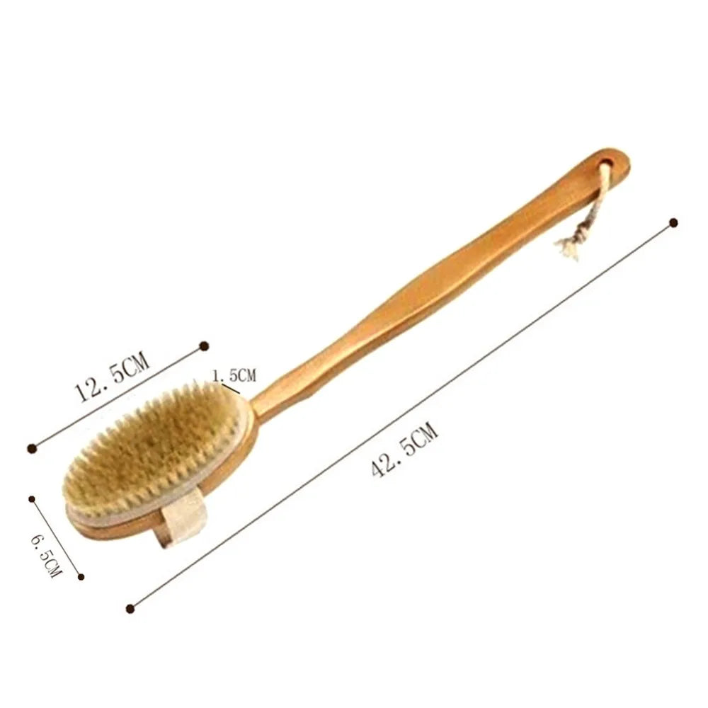 Natural Bath Brush – Long Handle Shower Scrubber for Deep Cleansing