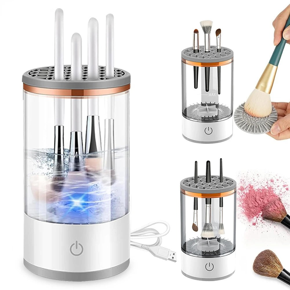 USB Electric Makeup Brush Cleaner – Portable 3-in-1 Washer, Dryer & Storage Rack