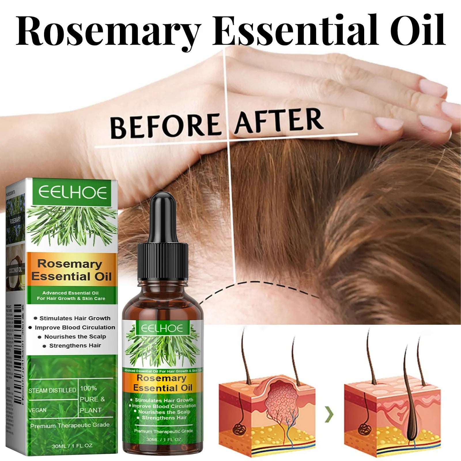 Rosemary Essential Oil Hair Treatment – 30ml Nourishing Cream for Growth & Repair