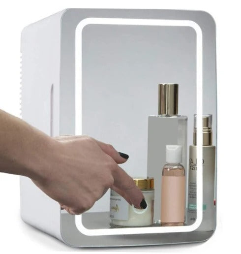 4L Skincare Mini Fridge with Mirror & LED Lights – Portable Cooler for Beauty & Travel