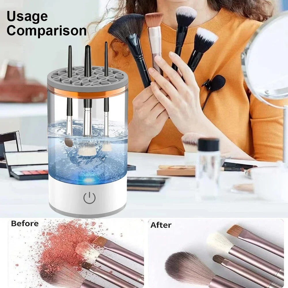 USB Electric Makeup Brush Cleaner – Portable 3-in-1 Washer, Dryer & Storage Rack
